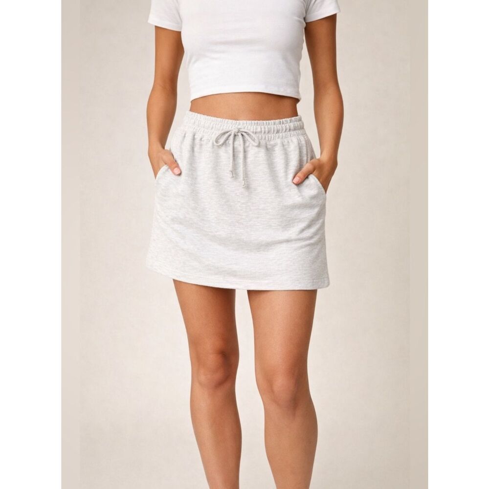 Missguided Drawstring Mini Skirt With Pockets Heathered Gray US 0
